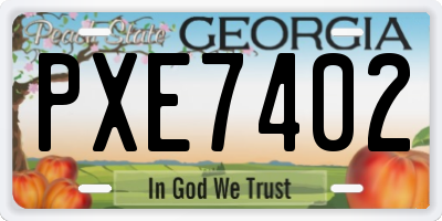 GA license plate PXE7402