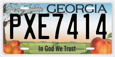 GA license plate PXE7414