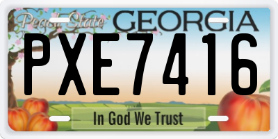GA license plate PXE7416