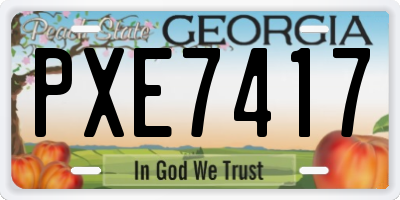 GA license plate PXE7417