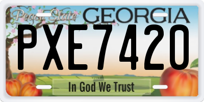 GA license plate PXE7420