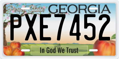 GA license plate PXE7452