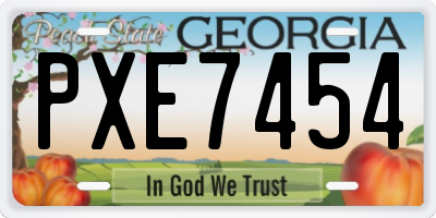 GA license plate PXE7454