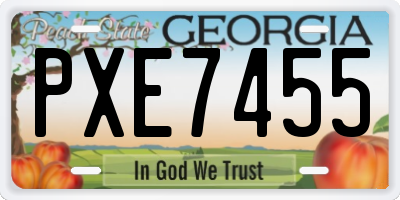 GA license plate PXE7455