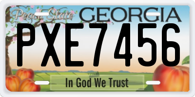 GA license plate PXE7456
