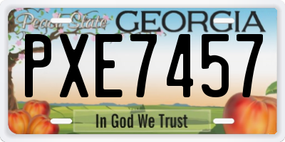 GA license plate PXE7457