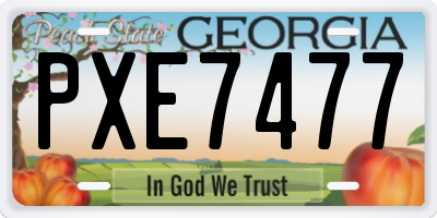 GA license plate PXE7477