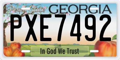 GA license plate PXE7492