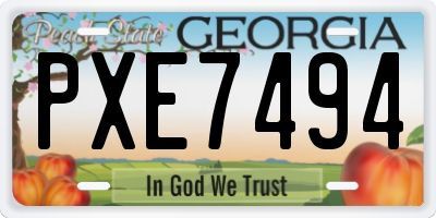 GA license plate PXE7494