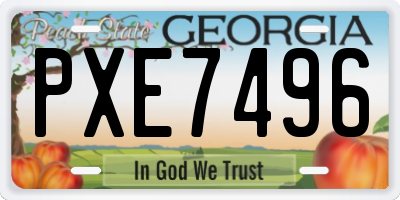 GA license plate PXE7496