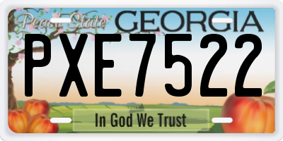 GA license plate PXE7522