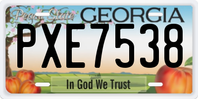 GA license plate PXE7538
