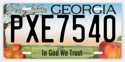 GA license plate PXE7540