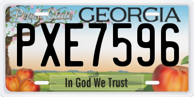 GA license plate PXE7596