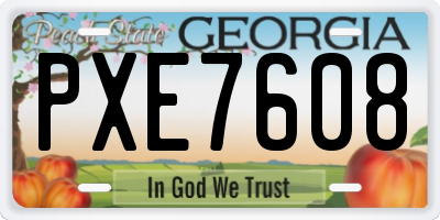 GA license plate PXE7608