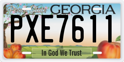 GA license plate PXE7611