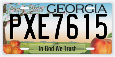 GA license plate PXE7615