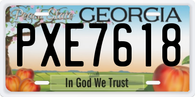 GA license plate PXE7618