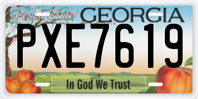 GA license plate PXE7619