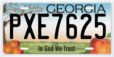 GA license plate PXE7625