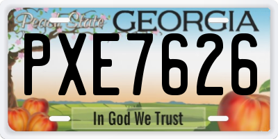 GA license plate PXE7626