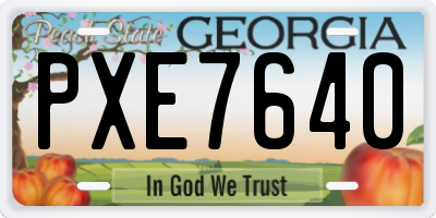 GA license plate PXE7640