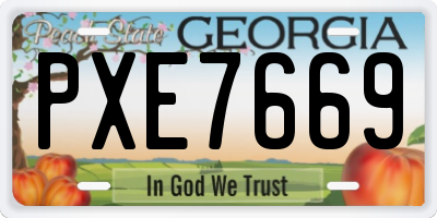 GA license plate PXE7669