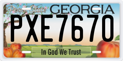 GA license plate PXE7670