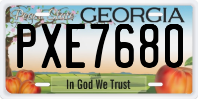 GA license plate PXE7680