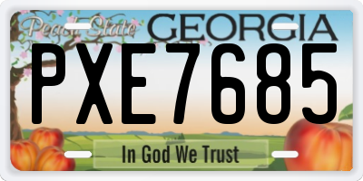 GA license plate PXE7685