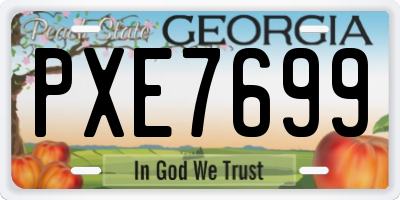 GA license plate PXE7699