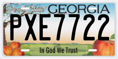 GA license plate PXE7722