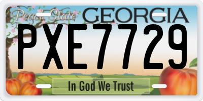 GA license plate PXE7729
