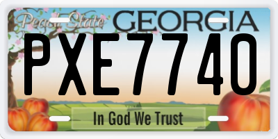 GA license plate PXE7740