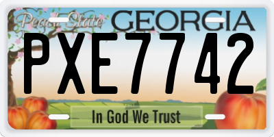 GA license plate PXE7742