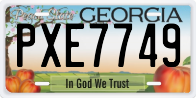 GA license plate PXE7749