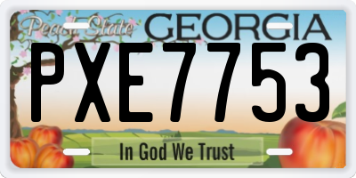 GA license plate PXE7753