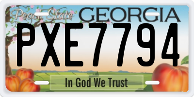GA license plate PXE7794