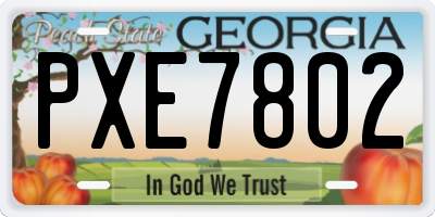 GA license plate PXE7802
