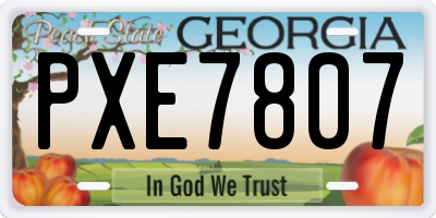 GA license plate PXE7807