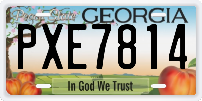 GA license plate PXE7814
