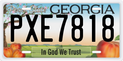 GA license plate PXE7818