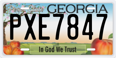 GA license plate PXE7847