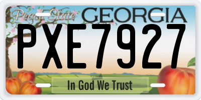 GA license plate PXE7927