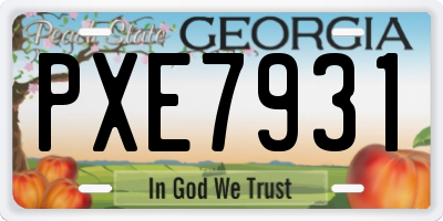 GA license plate PXE7931