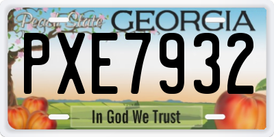 GA license plate PXE7932