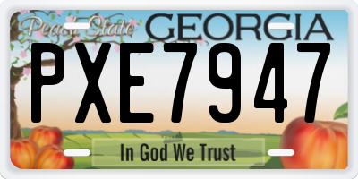 GA license plate PXE7947