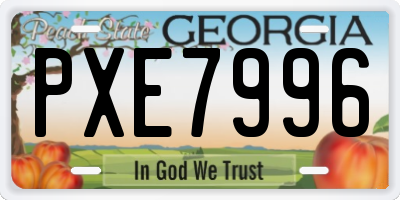 GA license plate PXE7996