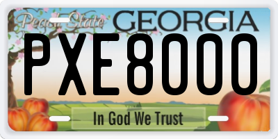 GA license plate PXE8000