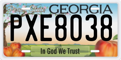 GA license plate PXE8038